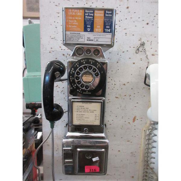 Vintage Chrome Automatic Electric Co Coin Pay Phone