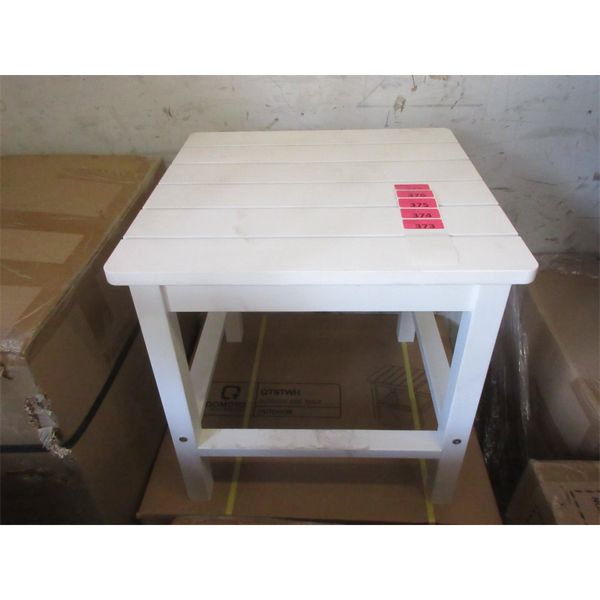 New White Resin Composite Patio End Table 