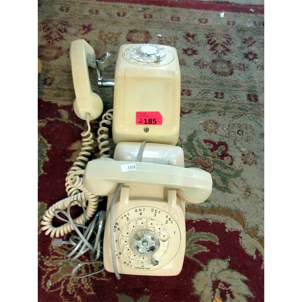 Vintage Ivory Desk and Wall Phone