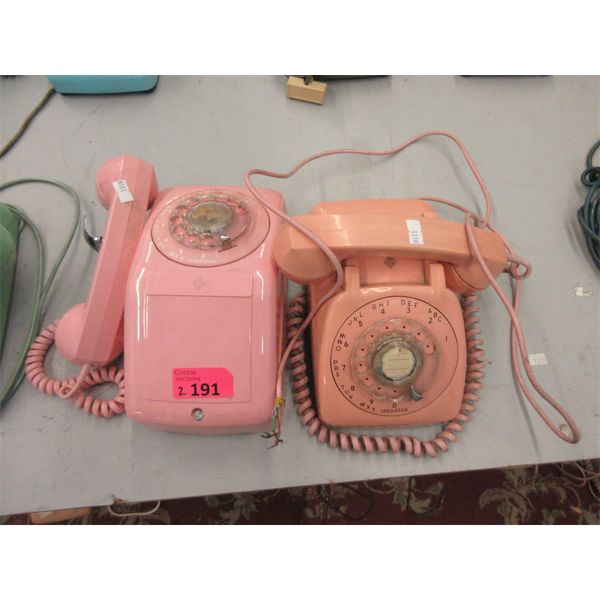 Vintage Pink Rotary Dial Desk & Wall Phone