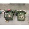 Image 1 : 2 Vintage Green Rotary Dial Desk Phones
