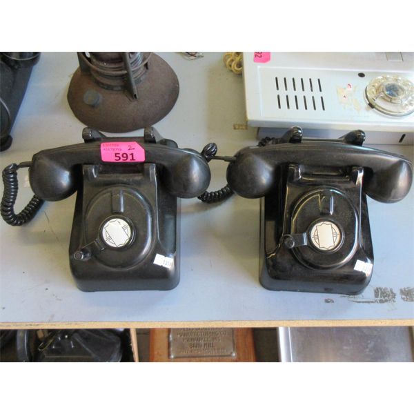 2 Vintage Crank Dial Desk Phones