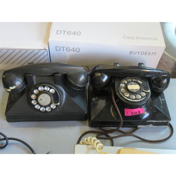 2 Vintage Rotary Dial Desk Phones