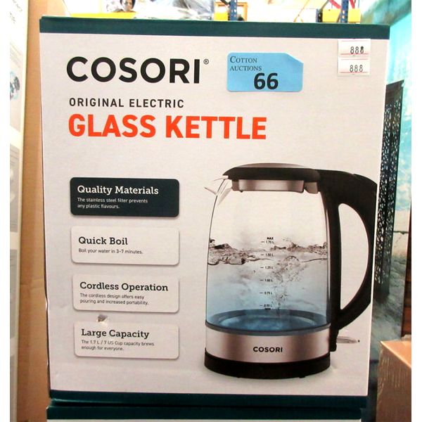 New Electric Cosori Glass Kettle 1.7 L