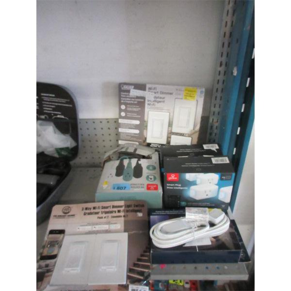 7 Assorted Wall Switches, Plugs & Extension Cords