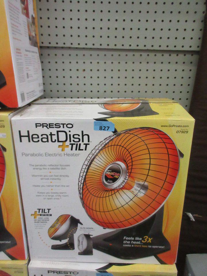 Presto Heat Dish + Tilt Parabolic Electric Heater Tested, Working