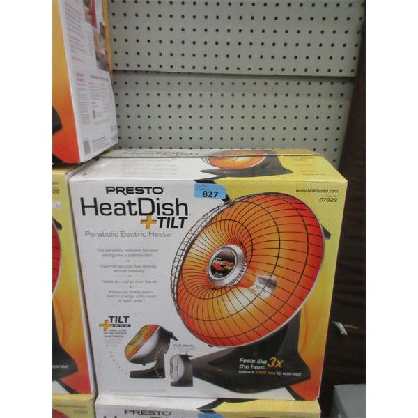 Presto Heat Dish + Tilt Parabolic Electric Heater Tested, Working