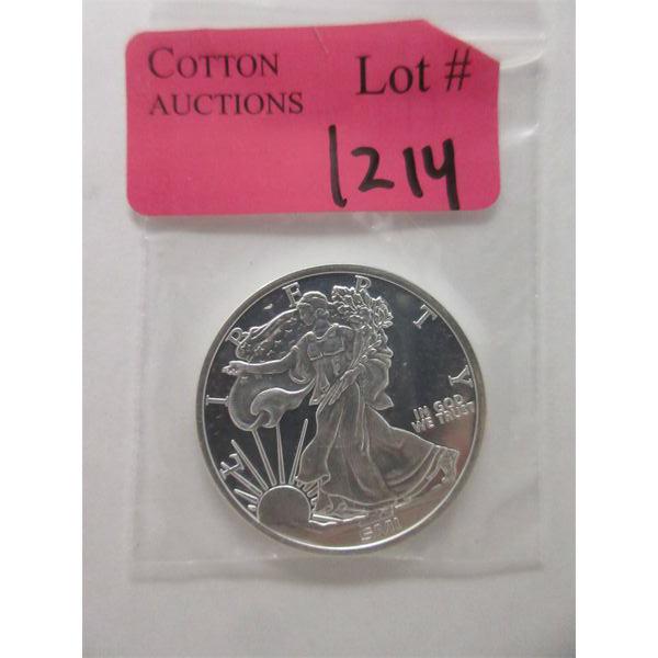 1 Oz .999 Silver Walking Liberty Round with Decoder Back