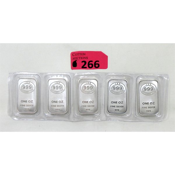 5 x 1 Oz .999 Silver JBR Ethically Sourced Bars in Uncut Sheet 