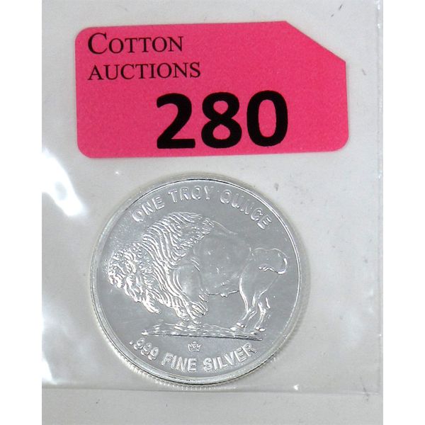 1 Oz .999 Silver Indigenous/Buffalo Round 