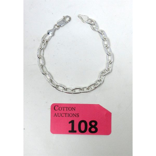 New 7.5" Italian Sterling Silver Chain Bracelet