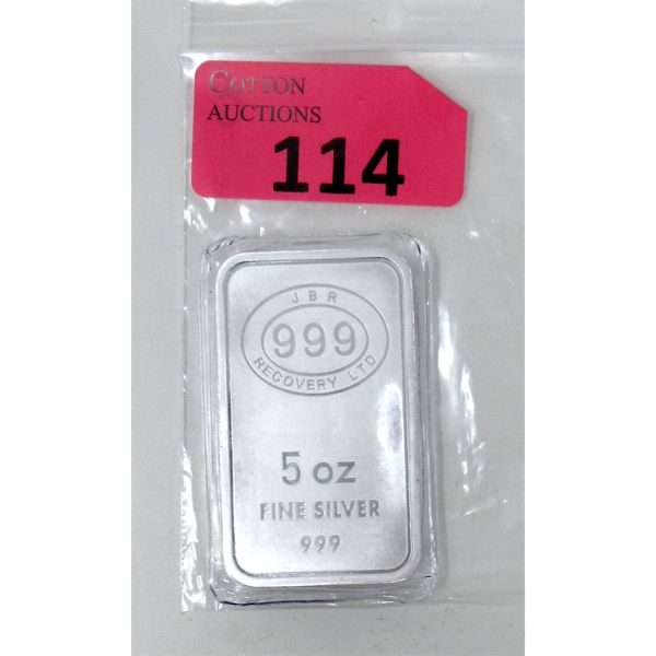 5 Oz .999 Silver JBR Ethically Sourced Bar 