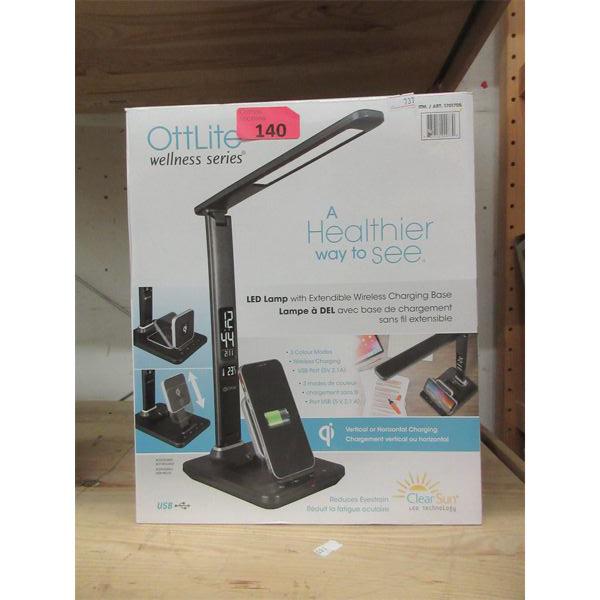 Black OttLite LED Lamp w/ Wireless Charging Base