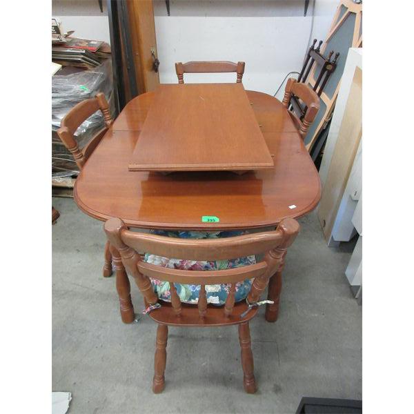 Colonial Style Wood Dining Table & 4 Chairs