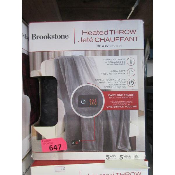 Brookstone 50" x 60" Heated Throw - Dark Grey