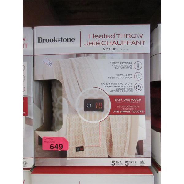 Brookstone 50" x 60" Heated Throw - Beige & White