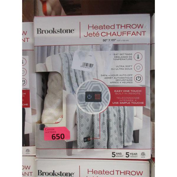 Brookstone 50" x 60" Heated Throw - Beige Geometric