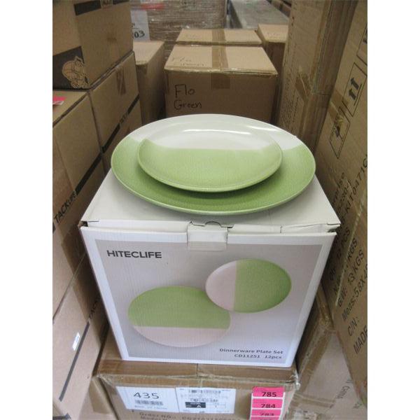 Set of 12 New Hiteclife Dinnerware Plates - Bright Green