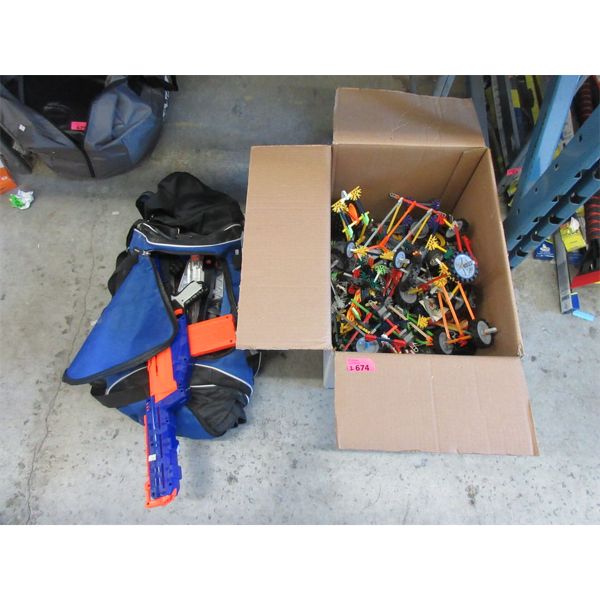 NERF Gun with Accessories & Box of KNEX