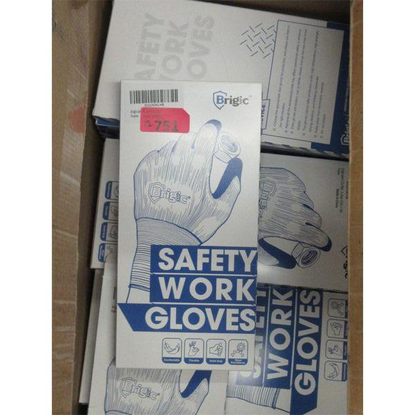 12 New Pairs of XXL Brigic Work Gloves- Rubber Palm