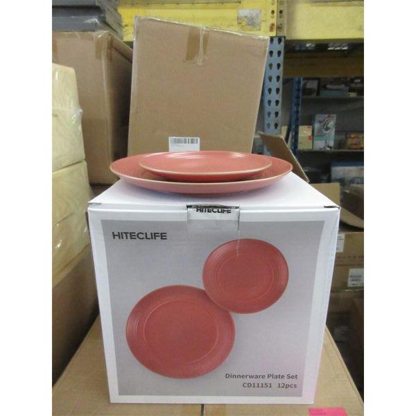 Set of 12 New Hiteclife Dinnerware Plates - Russet Red