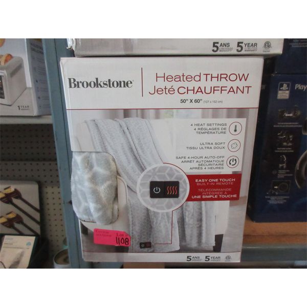 Light Grey Brookstone 50  x 60  Heated Throw 