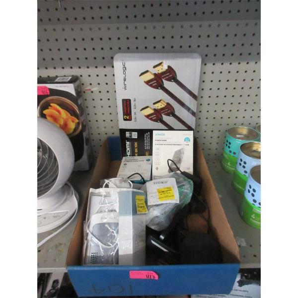 Box of Assorted Electronic Accessories & More