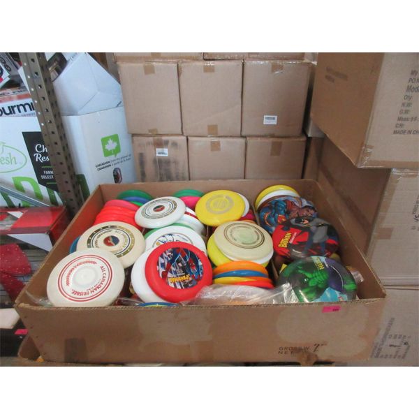 Box of 150 Assorted Flying Disc Toys - Most with Logos