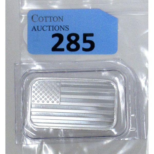 1 Oz .999 Silver American Flag 2-Sided Bar 