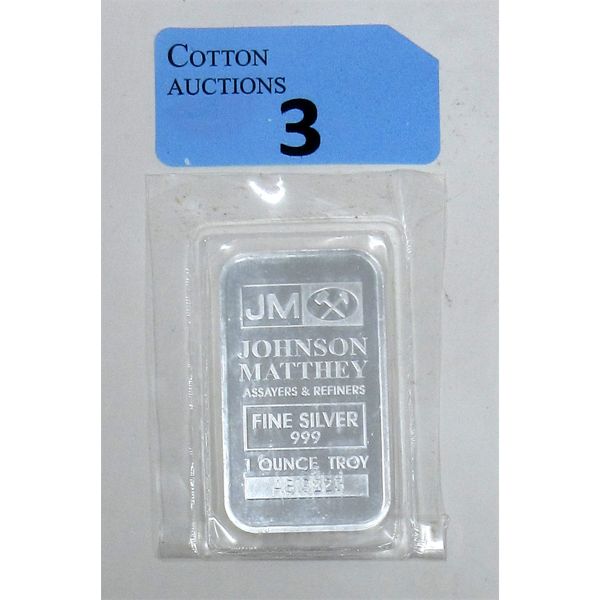 1 Oz .999 Silver Johnson Matthey Serial Numbered Bar