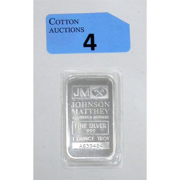 1 Oz .999 Silver Johnson Matthey Serial Numbered Bar