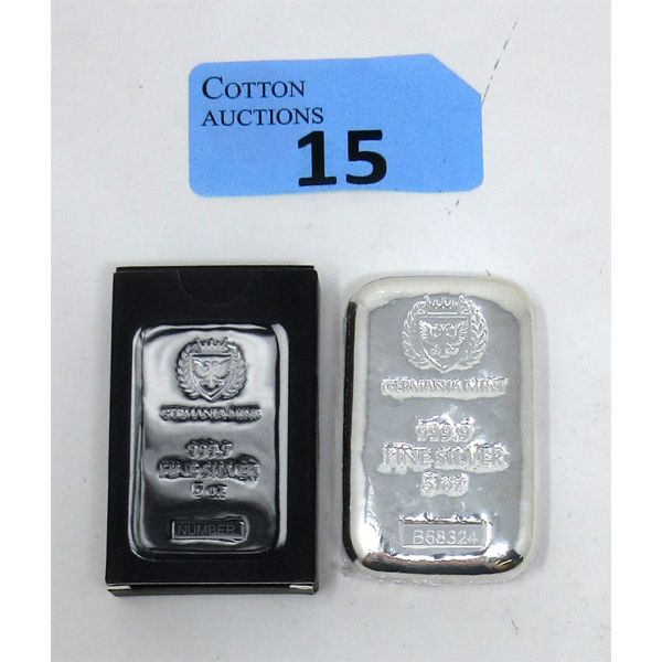 5 Oz .9999 Silver Germania Mint Certified Bar 