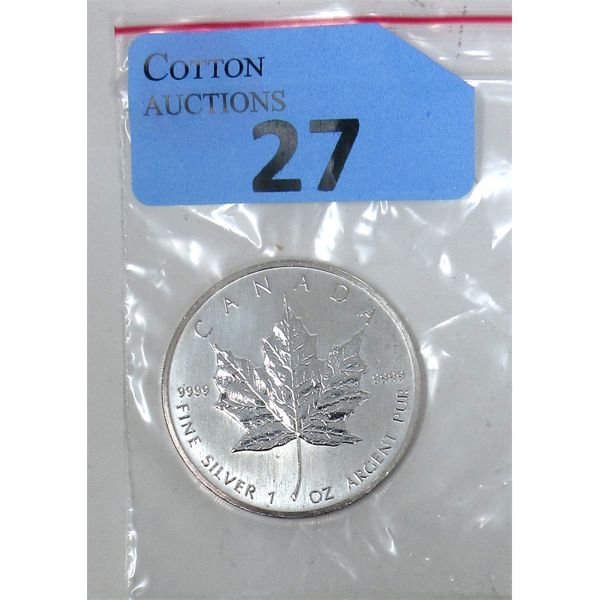 1 Oz .9999 Silver 1990 Canada Maple Leaf Coin 