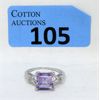 Image 1 : 2.05 CT Amethyst & Diamond Sterling Silver Ring