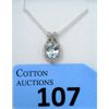 Image 1 : 2.5 CT White Topaz & Diamond Sterling Silver Pendant 