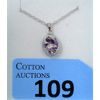 Image 1 : Large Amethyst & Diamond Sterling Silver Pendant