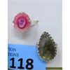 Image 1 : 2 Custom Made Gemstone Rings - Stamped .925