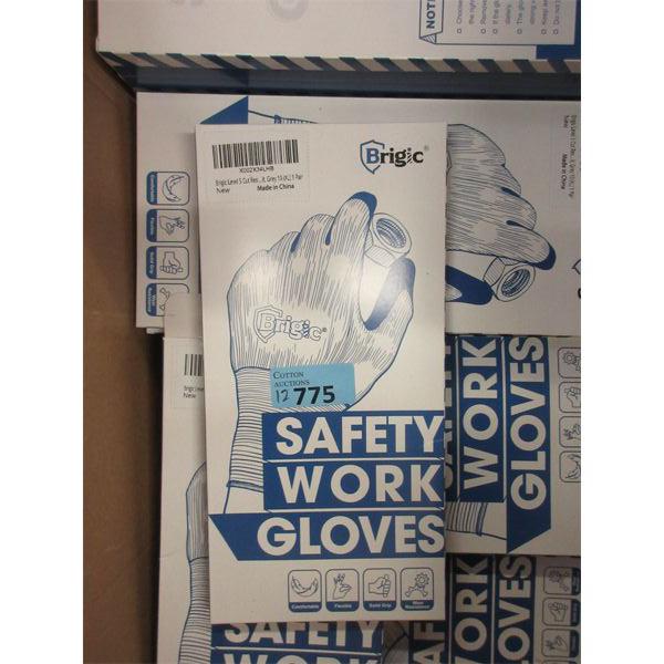 12 New Pairs of XXL Brigic Work Gloves- Rubber Palm