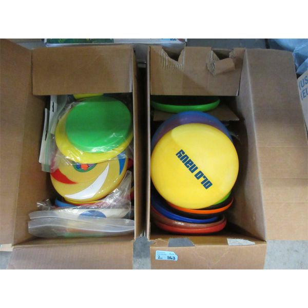 2 Boxes of Assorted Flying Disks with Logos 