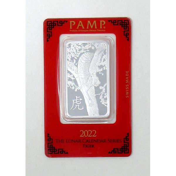 1 Oz .999 Silver 2022 PAMP Suisse Year of the Tiger Bar