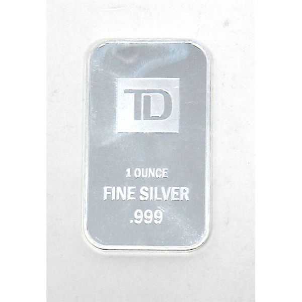 1 Oz .999 Silver TD Bank Investor Bar