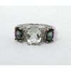 Image 1 : Green Amethyst, Mystic Topaz & Diamond Ring