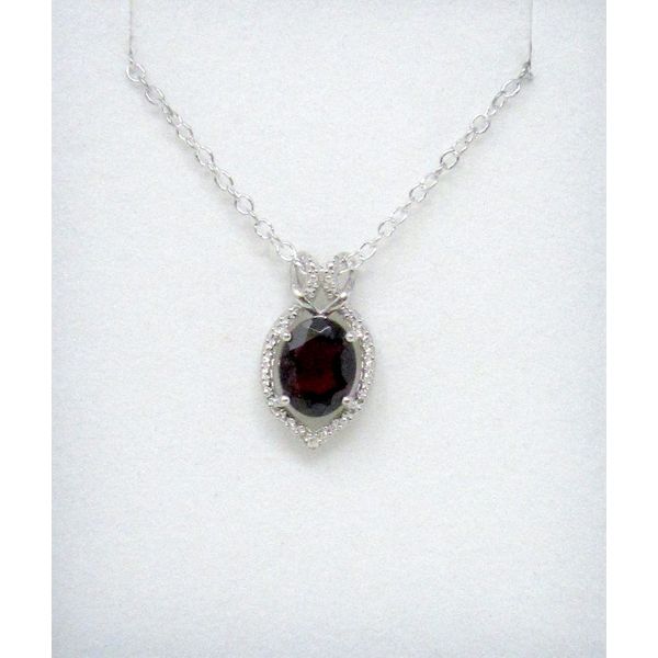 2.1 CT Garnet & Diamond Sterling Silver Pendant