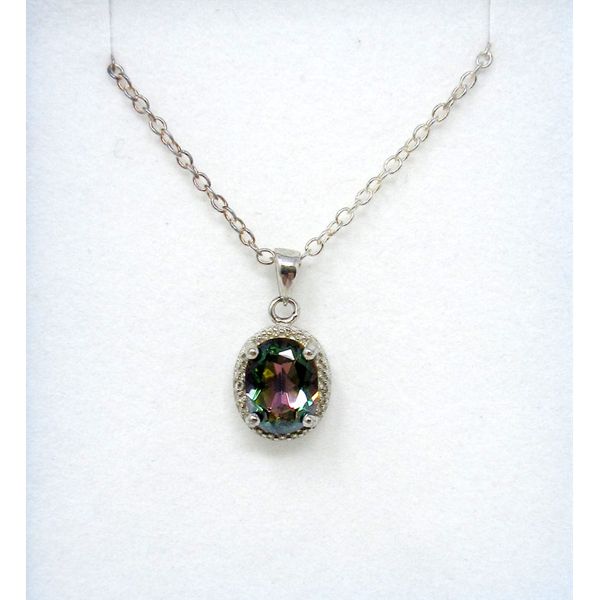 Mystic Topaz & Diamond Sterling Silver Pendant 