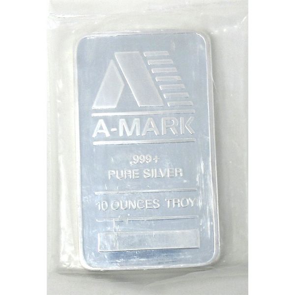 10 Oz .999+ Silver A-Mark Bar