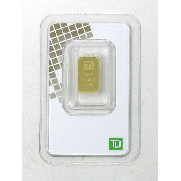 1 Gram .9999 Fine Gold TD Bank Investor Bar 