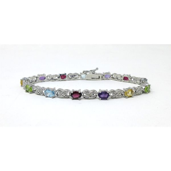 Multi Gemstone & Diamond Tennis Bracelet