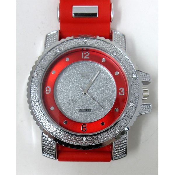 New Red Techno Pave Large Face Watch