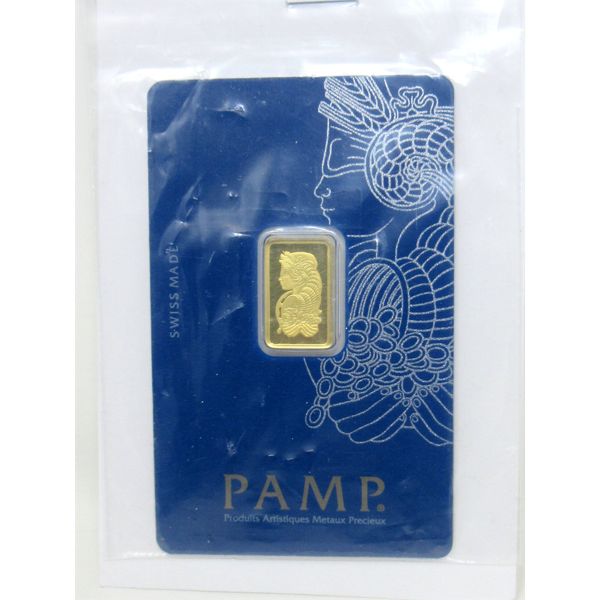 2.5 Gram .9999 Fine Gold PAMP Suisse Certified Bar 