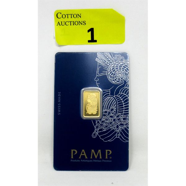 2.5 Gram .9999 Fine Gold PAMP Suisse Certified Bar 